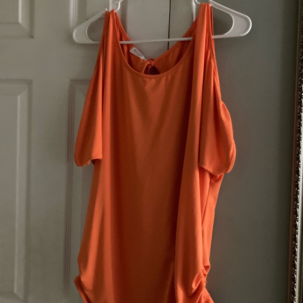 Orange Cold Shoulder Top L